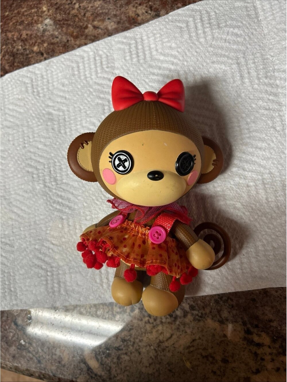 Lalaloopsy Pet Pal Tickles B. Nana Monkey Doll MGA 2013 Orange Dress Red Bow